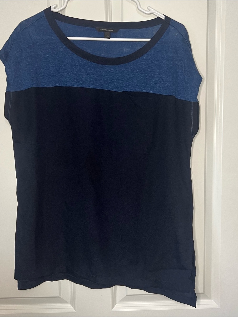 Banana Republic Blue Colorblock Short Sleeve Top
